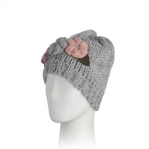 Gelso Bianco Made in Italy Knit Beanie with Floral Accents Wool/Alpaca Blend
